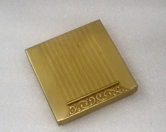 Vintage Avon Compact / All Brass Retro Design w/ Snap Closure / Mirrored with Face Powder Section