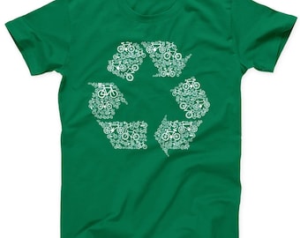 Recycling T Shirt | Bicycle Mountain Bike MTB Road Bike Cycle Recycle Gift | Free Delivery to UK Customers | Various Colours Available