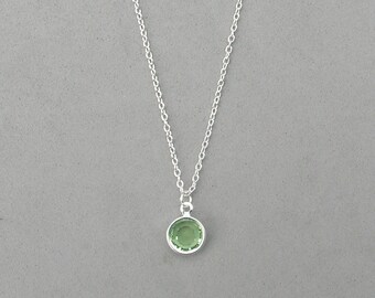 8 mm August Birthstone- Peridot Drop Necklace Gold or Silver plated