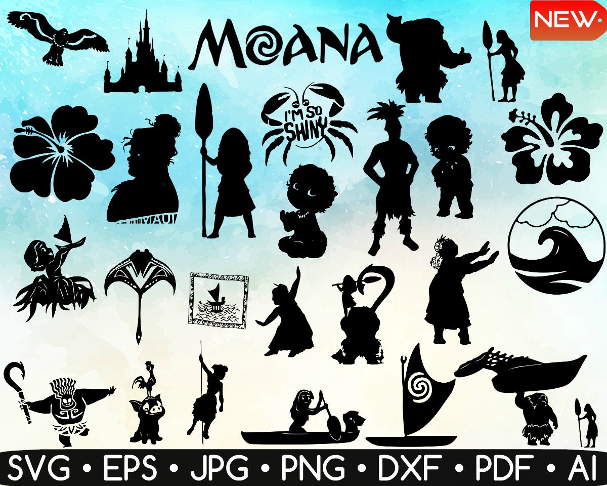 90 Moana Silhouette SVG Bundle•Moana Svg •Maui Svg • Moana Clipart ...