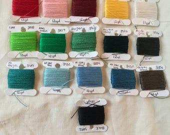 All 17 Colors of Crewel Wool Embroidery Thread--12 yds each