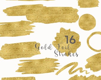 Gold Foil Strokes Clip Art, Gold Foil Splotches Overlay, Holiday Watercolor Clip Art, Gold Foil Strokes Graphics, Blog header graphics