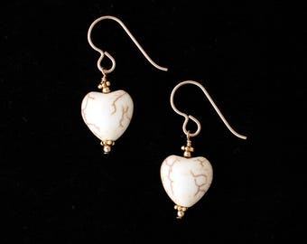 Magnesite Heart Earrings