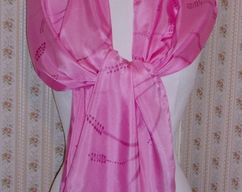 Scarf shawl pink silk scarf hand painted "Pink Muscari"