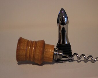 Argentine Osage Orange Bottle Stopper w/ Corkscrew