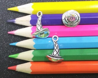 10 PCS - Witch Hat Halloween Silver Charm Pendant C0770