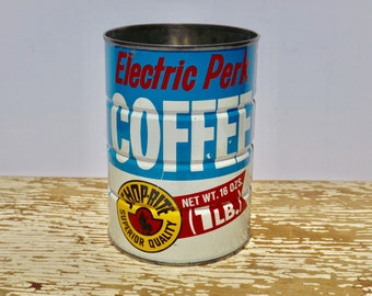 Small vintage coffee cans,Shoprite,grocery store,coffee tin,kitchen storage,indoor planter,rusty coffee cans,blue coffee cans,5" coffee tin,