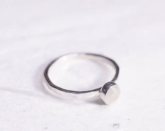 Rainbow Moonstone Silver Satellite Ring