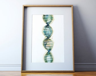 DNA Watercolor Print - Genetics Watercolor Art Print Set - Geneticist Art - Biology Art - DNA Art