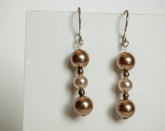 Swarovski Crystal Pearl Earrings on Sterling silver french ear wires