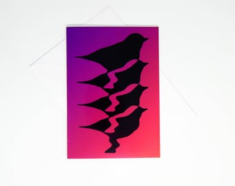 Bird Stack Silhouette A6 Blank Greeting Card