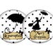 Set of 2 resin cabochons, craft, round, 25mm Duo 03, Mary Poppins and umbrella