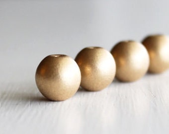 20 Matte Gold 10mm Czech Glass Druks, 10mm Glass Beads, 10mm Druks, Smooth Glass Beads, Matte Gold Beads,