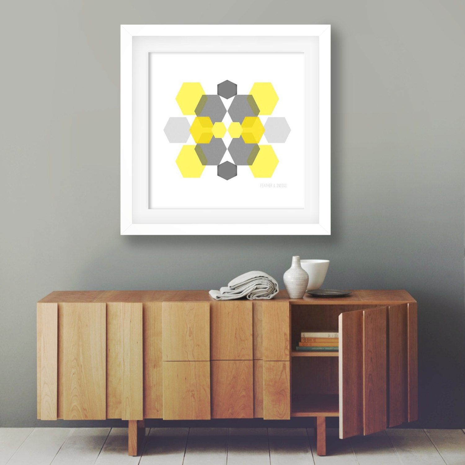 Minimalist art geometric art grey and mustard wall art modern