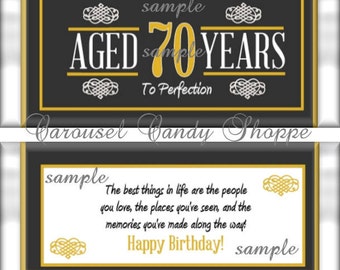 70th Birthday Party Favors Hershey's Candy Bar Wrappers