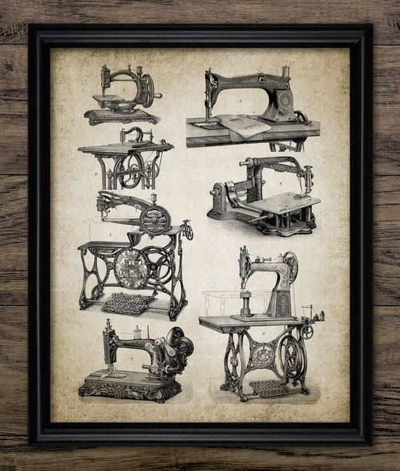 Vintage Sewing Machine Print Printable Sewing Art