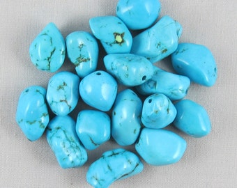Blue Magnesite 10mm x 15mm Chunky Nugget Beads - 18 pieces #C7