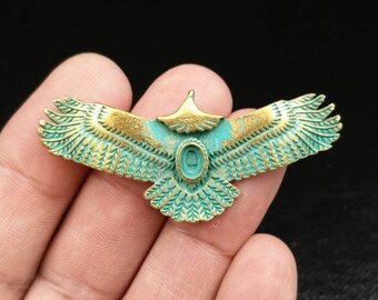 Eagle Pendant 55x24 mm. Antique Design Gold Patina Vintage Style Flying Eagle Jewelry Gothic Punk Boho Gypsy Hippie Eagle Sweater Necklace.