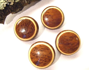 Vintage Buttons, California Redwood BURL, Set of 4, 15/16". ANIMAL CHARITY Donation