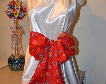 Bow cinch belt ,Wide elastic stretch corset belt, cinch belt with big bow, Red belt