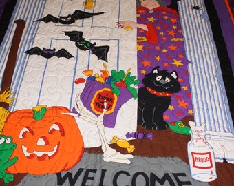 Halloween Quilt called 'Witch Door?'.