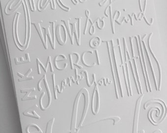 Thank You Cards, Thank You Note Cards, Embossed Cards, Greeting Cards Set, Note Cards Set, Blank Cards, Note Card Set, White Cards,