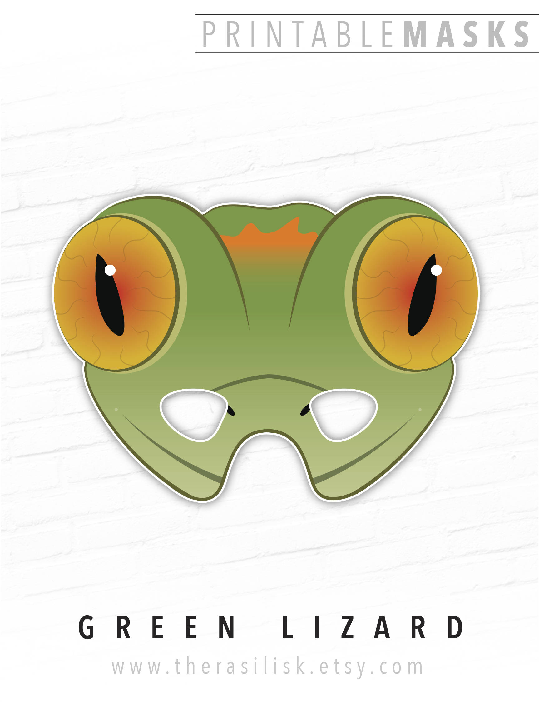 Printable Halloween Mask Lizard Mask Gecko Printable Mask