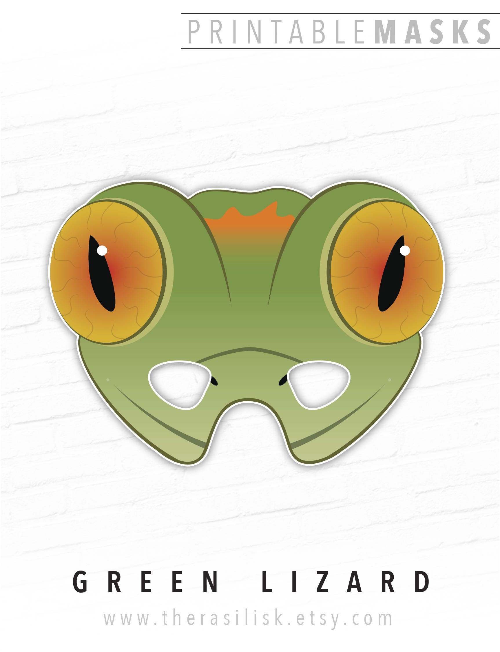 Printable Halloween Mask Lizard Mask Gecko Printable Mask