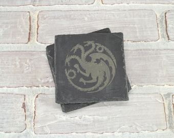 Game of Thrones - Slate Coasters - Pick Any House - Mix and Match - Set of 4 - Mother of Dragons - House Stark - Game of Thrones Gift