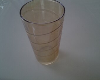 Iridescent Amber Spiral Anchor Hocking Glasses/Tumblers - 8 pc.