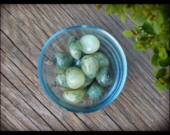 Tumbled Prehnite with Epidote