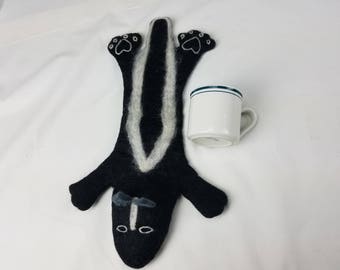 Dog Toy Tug, Hand felted wool, Skunk