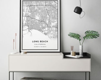 Long Beach map print | Scandinavian wall art poster | City maps Artwork | California gifts | Poster Of Cities | M39
