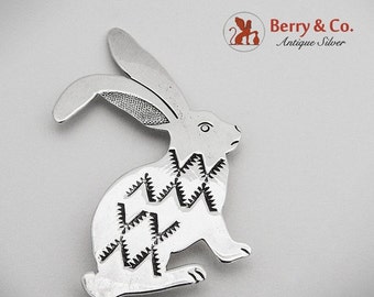 SaLe! sALe! Bunny Rabbit Figural Brooch Pin Sterling Silver 1980