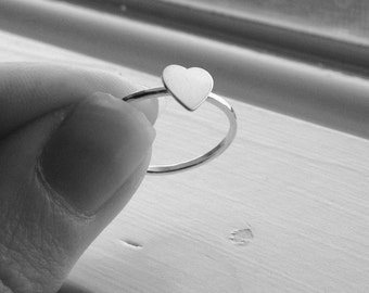 Sterling Silver Heart Ring, Stackable Heart Ring, Heart Stacking Ring, Stackable Ring, Sterling Silver Stacking Rings, Heart Jewelry
