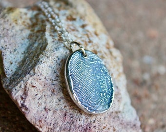 Fingerprint Charm, Fingerprint Jewelry, Fingerprint Necklace, Sterling Silver, Fingerprint Charms, Ink Fingerprint, Memorial Jewelry, Finger