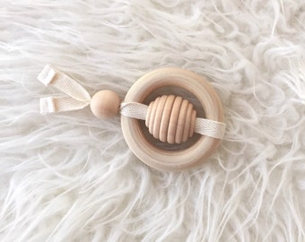 Wood Toy - Baby Gift- Gender Neutral Teething Toy - Bee Teether - Baby Toy- Teething Toy - Wooden Toy -Baby Gift -Baby Shower Gift