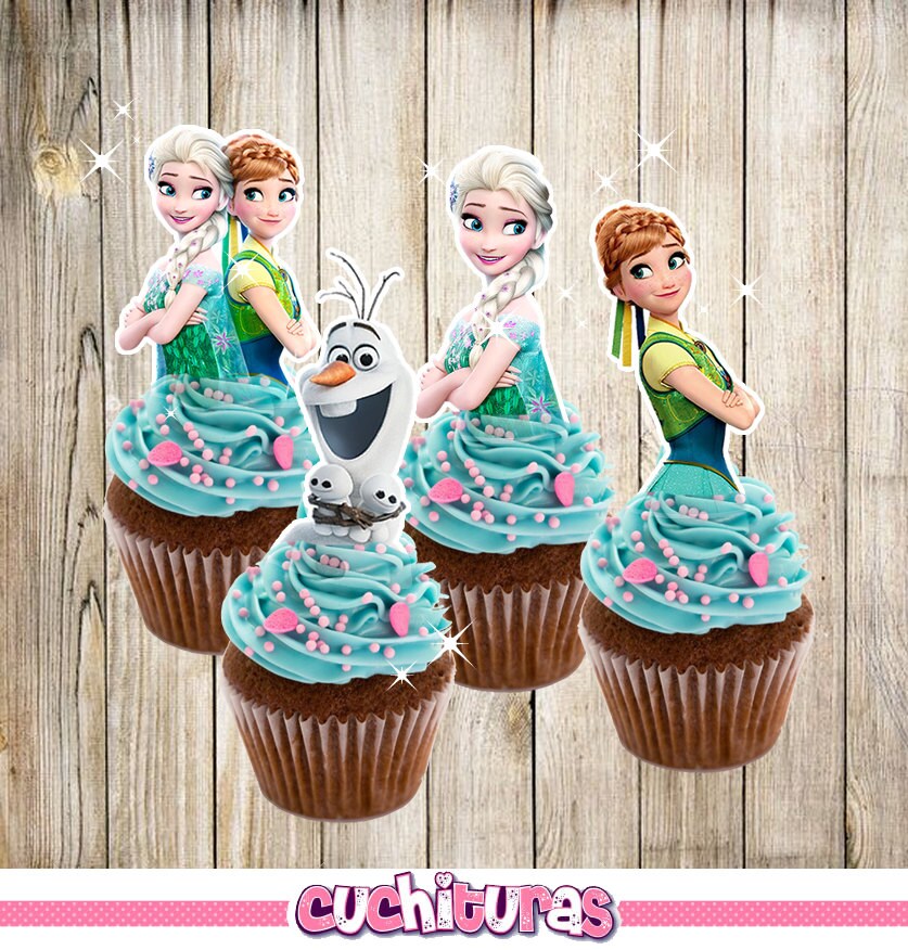 4 PRINTABLE Frozen Cupcake Toppers Elsa cupcake toppers let