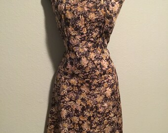 1950s floral sleeveless dress