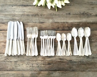 Place setting for 12 Silver plated Flatware set 1847 Rogers Bros