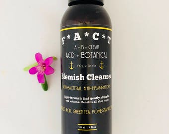 Acne Cleanser, Blemish Cleanser, AHA Acne Wash, Cleanser for Acne, Natural Acne Skincare, Cystic Acne Cleanser, Stocking Stuffer
