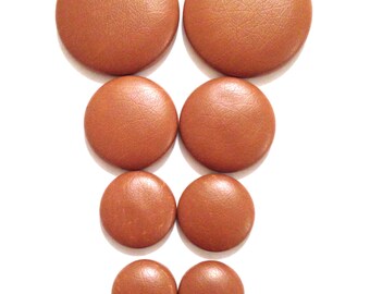 Cognac Leather Button Earring