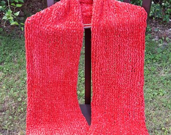 Fleece-like Red Scarf/Wrap