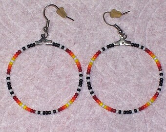 Native American Southwestern Colored Beaded Hoop Earrings