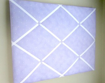 16"x20" French Memory Board, Bow Holder, Bow Board, Ribbon Board, Vision Board, Photograph Organizer, Lavender Polka Dot Memory Board