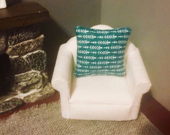 Dollhouse Miniature Teal Throw Pillow