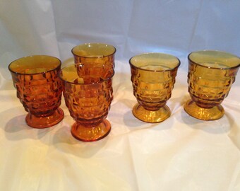 Whitehall Amber Footed Tumblers