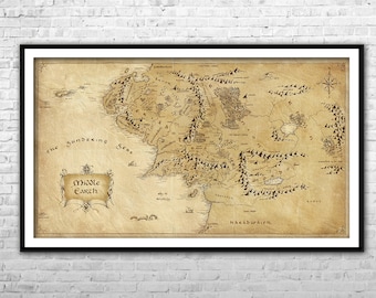 the middle earth map lord of the rings archival paper canvas print lotr wall art home decor multi panel lotr poster thorin map hobbit map