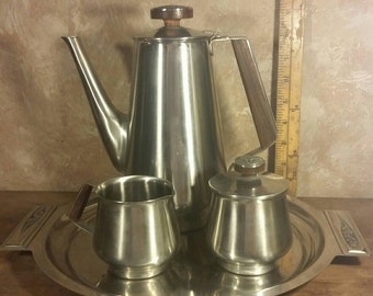Mid-century International Decorator Stainless Tea Set