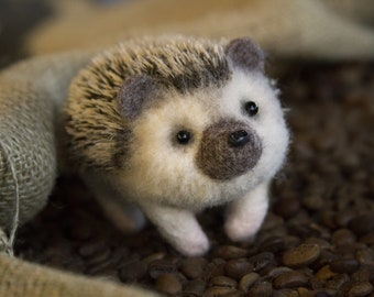 Hedgehog felted toy handmade wool cute animal
